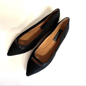 Gema Pointed Toe Cutout Ballet Flats Black Suede 7.5 {Steven By Steve Madden}
